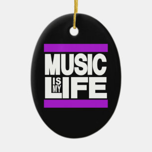 Music is My Life Purple Ceramic Ornament