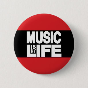 Music Is My Life Red 6 Cm Round Badge
