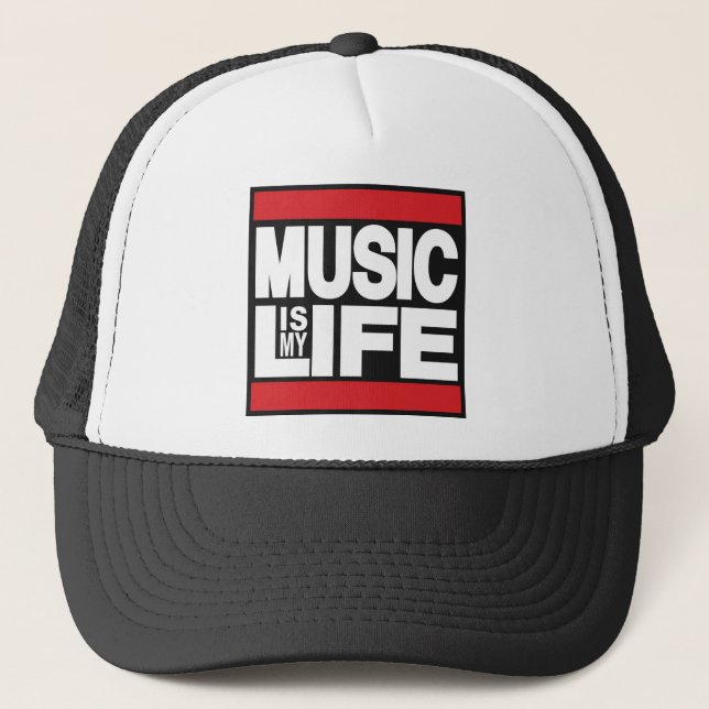Music is My Life Red Trucker Hat (Front)