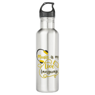 Music is my love language romantic phrase 710 ml water bottle