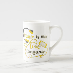 Music is my love language romantic phrase bone china mug