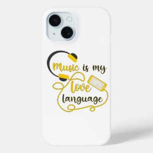 Music is my love language romantic phrase iPhone 15 case