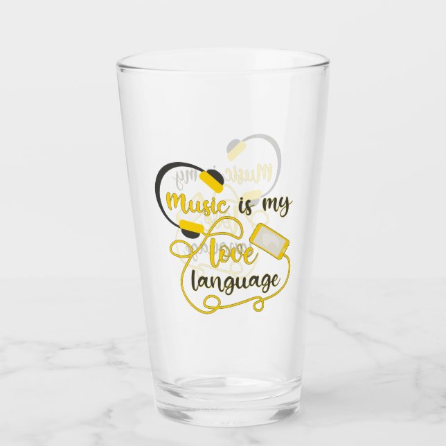 Music is my love language romantic phrase glass (Front)