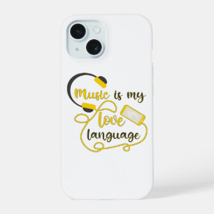 Music is my love language romantic phrase iPhone 15 case