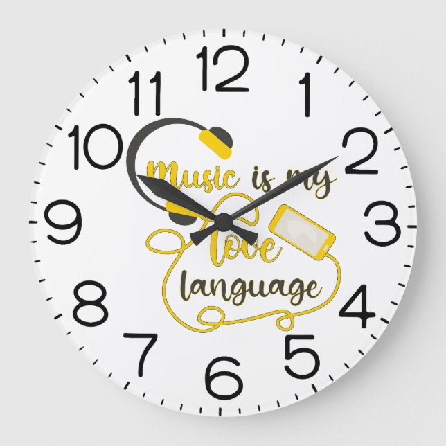 Music is my love language romantic phrase large clock (Front)