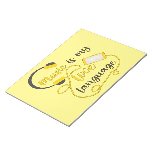 Music is my love language romantic phrase notepad (Angled)