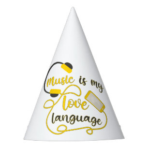 Music is my love language romantic phrase party hat