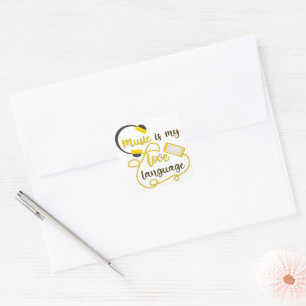 Music is my love language romantic phrase square sticker
