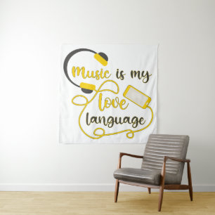 Music is my love language romantic phrase tapestry