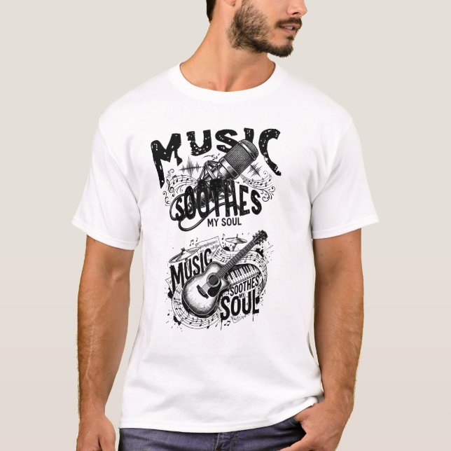 Music Is My Soul – Dark Grunge Music Lover Design T-Shirt (Front)