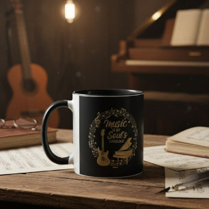 Music is My Soul's Language Guitar Piano mug