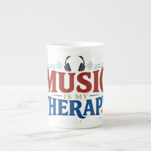 Music Is My Therapy Funny Music Lover Headphones D Bone China Mug