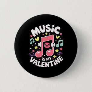 Music Is My Valentine Kawaii Musical Note Music Lo 6 Cm Round Badge