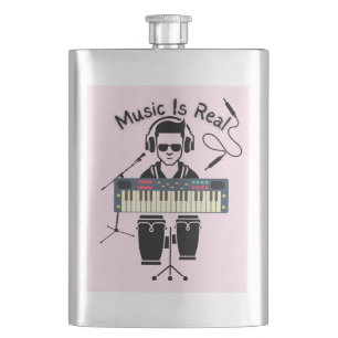 Music Is Real Hip Flask