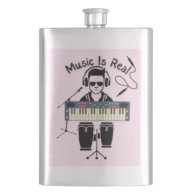 Music Is Real Hip Flask (Front)