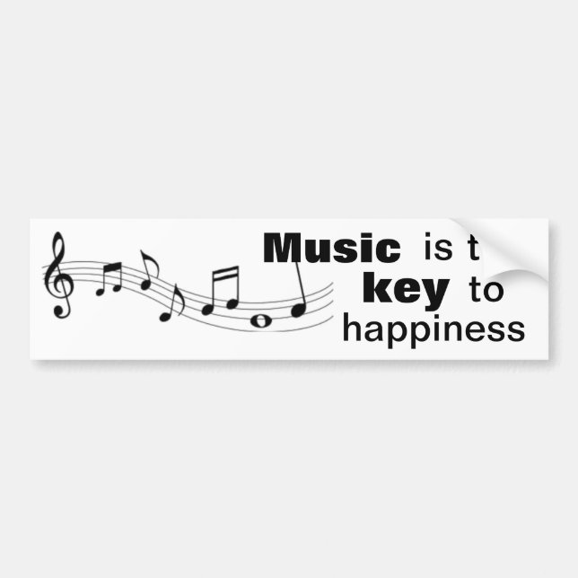 Music is the key to happiness - bumper sticker (Front)