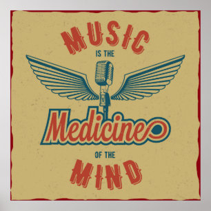 Music is the Medicine Retro Vintage Wallart Poster