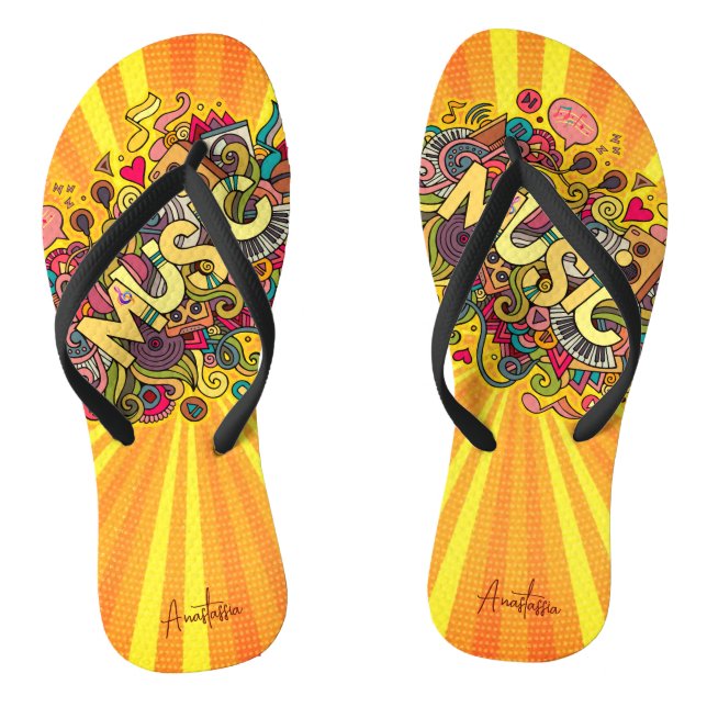 MUSIC is the strongest form of Magic beach Thongs (Footbed)