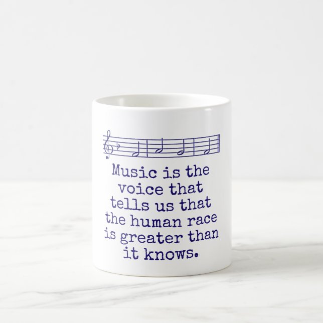 Music Is The Voice That Tells - Music Quote  Coffee Mug (Center)