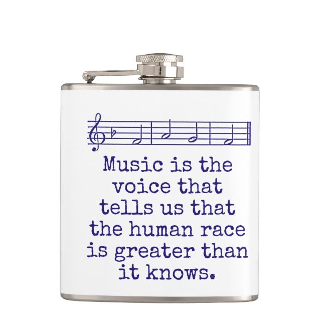 Music Is The Voice That Tells - Music Quote  Hip Flask (Front)