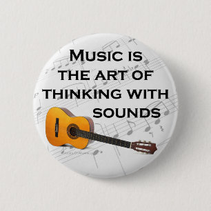 Music is thinking with sound Guitar 6 Cm Round Badge