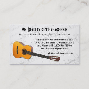 Music is thinking with sound Guitar Teacher Info Business Card