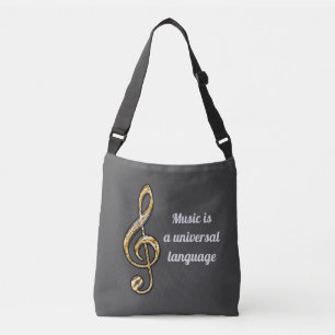 Music is Universal Gold Silver Clef Symbol Musical Crossbody Bag