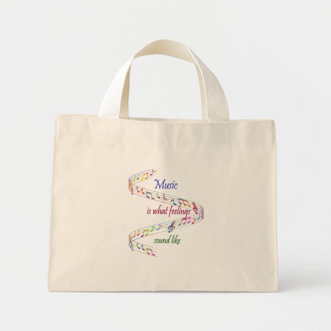 Music is what Feelings Sound Like Inspirational  Mini Tote Bag (Front)
