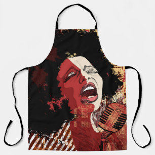 Music Jazz - afro american jazz singer on grunge b Apron