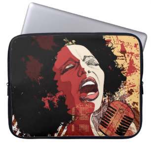 Music Jazz - afro american jazz singer on grunge b Laptop Sleeve