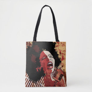 Music Jazz - afro american jazz singer on grunge b Tote Bag