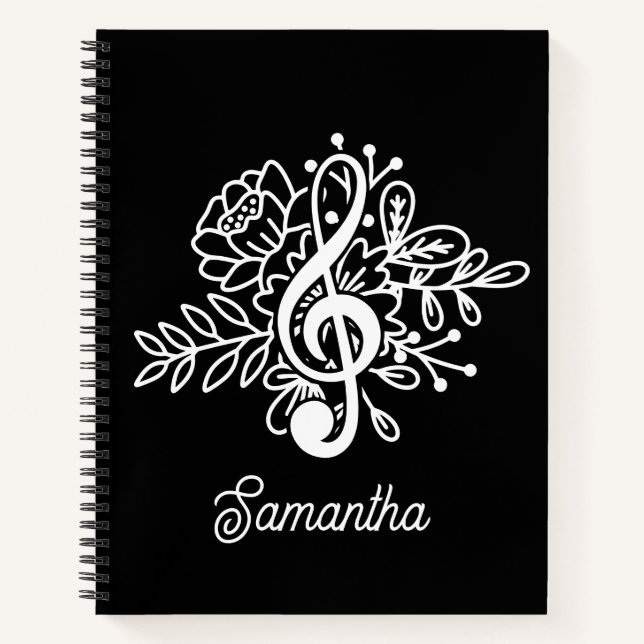 Music Journal Treble Clef Flowers Musician (Front)