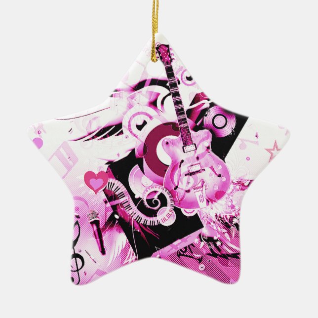 Music Journey,Pink_ Ceramic Tree Decoration (Front)