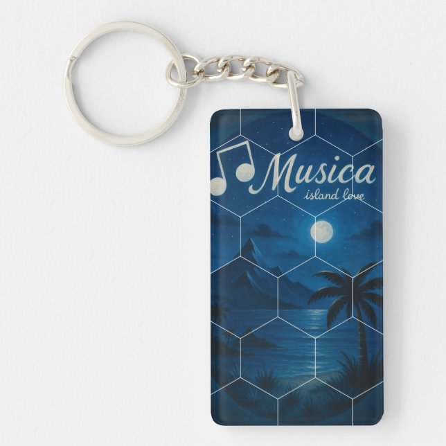 Music Keychain, Island Vibes Key Ring (Front)