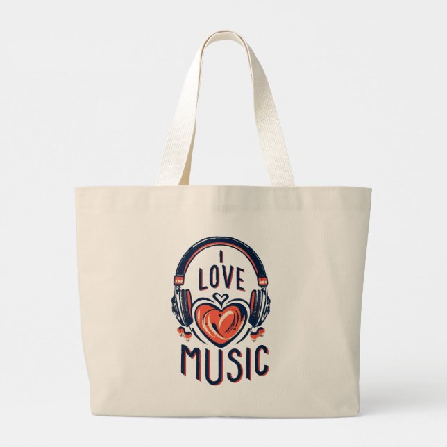music  large tote bag (Back)