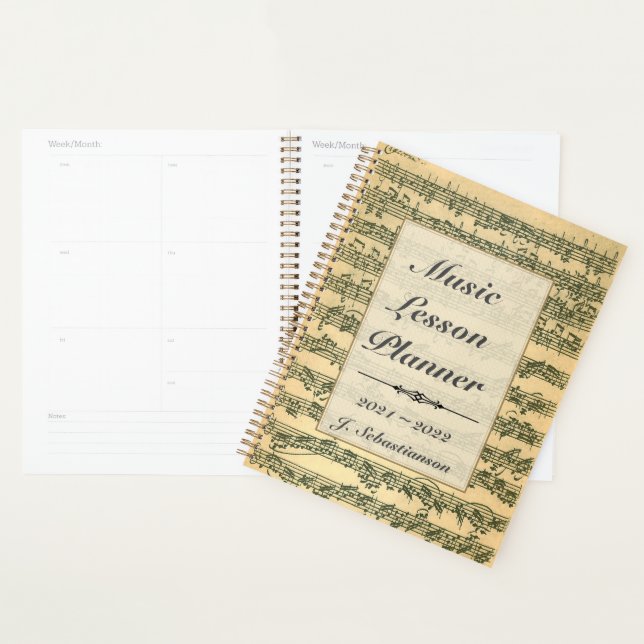 Music Lesson Bach Manuscript Editable Planner (Display)