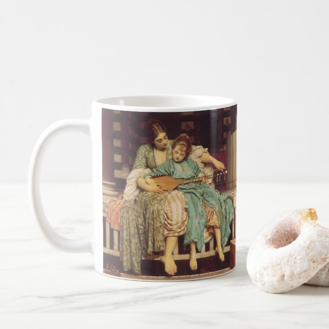 Music Lesson by Lord Frederic Leighton Coffee Mug (With Donut)