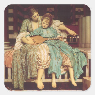 Music Lesson by Lord Frederic Leighton Square Sticker