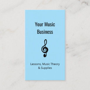 Music Lessons QR code Simple Treble Clef Blue  Business Card
