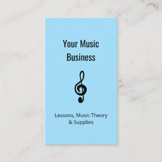 Music Lessons QR code Simple Treble Clef Blue  Business Card