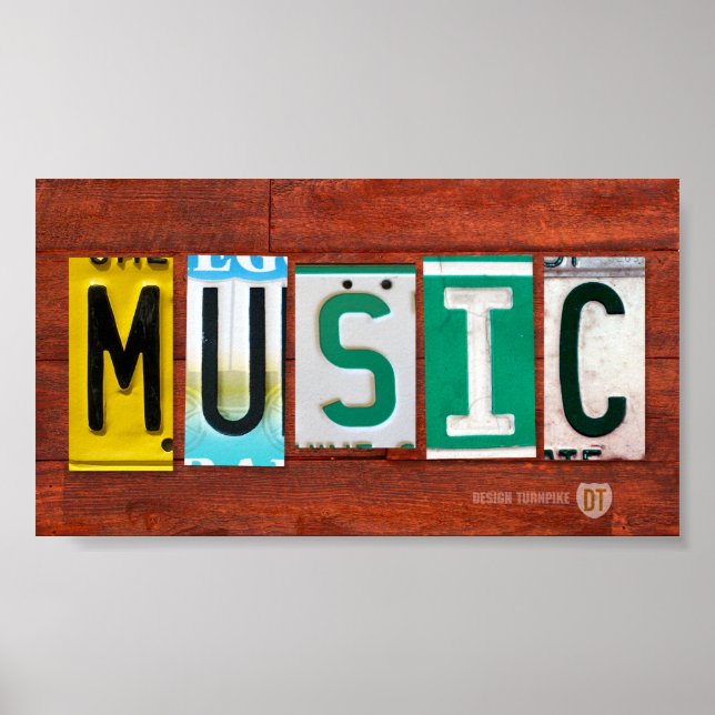 Music License Plate Art Poster Print (Front)