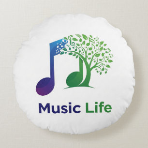 Music Life, features a vibrant Round Cushion