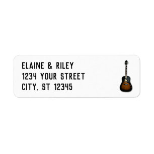 Music = Love Acoustic Guitar Return Address Label