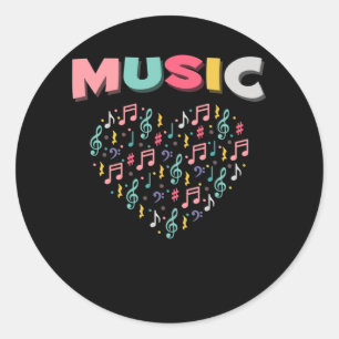Music Love Colourful Treble Clef Musical Note Hear Classic Round Sticker