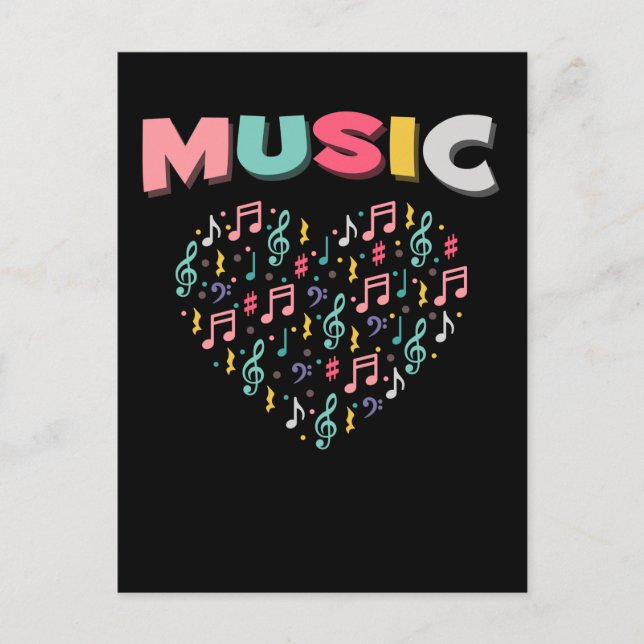 Music Love Colourful Treble Clef Musical Note Hear Postcard (Front)