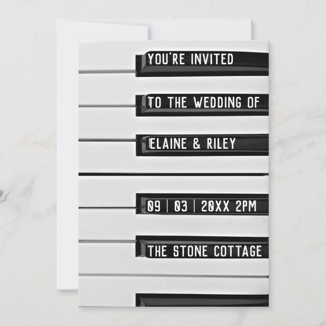 Music=Love Piano Keys Wedding Invitation (Front)