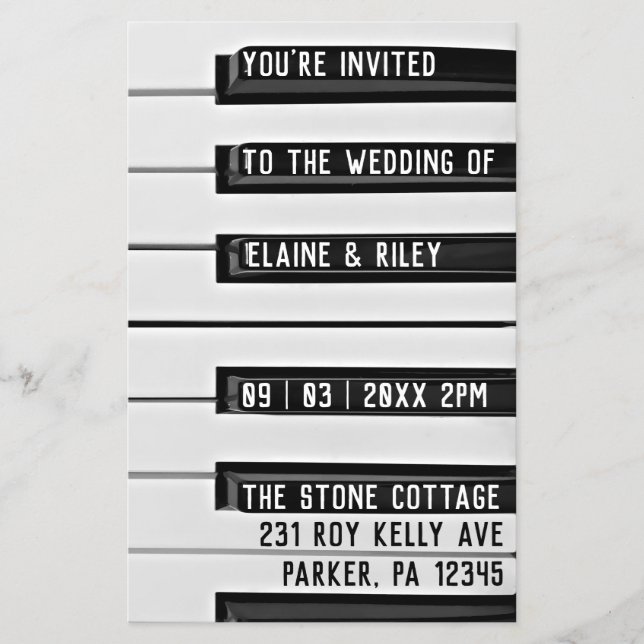 Music=Love Piano Photo Budget Wedding Invitation Flyer (Front)