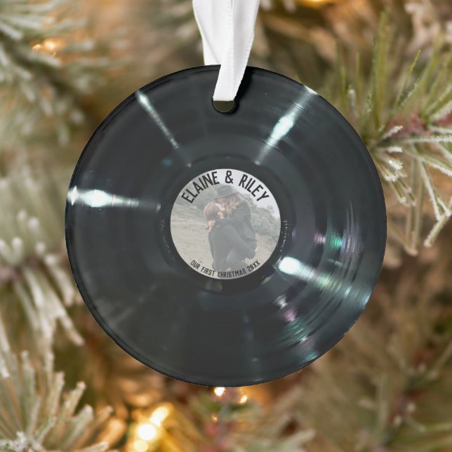 Music=Love Round Vinyl Record Ornament (Tree)