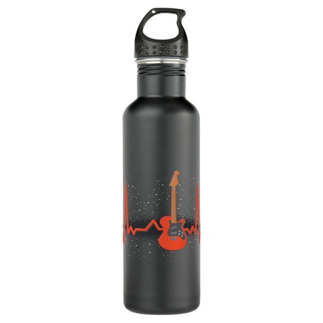 Music Lover Bassist Heartbeat Bass Guitar 710 Ml Water Bottle (Front)