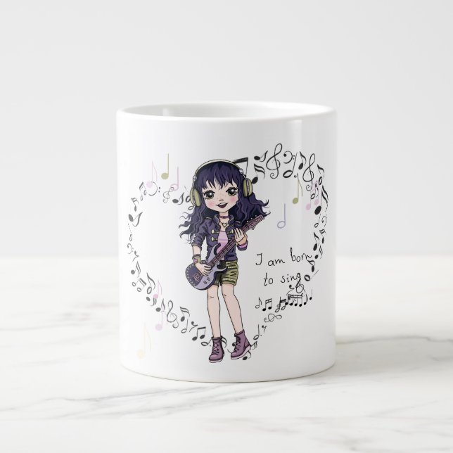 Music lover born to sing Jumbo coffee Mug  (Front)